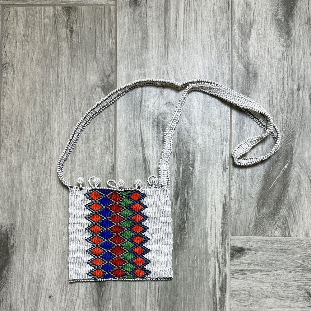 Handcrafted Beaded Crossbody Bag - Multicolor